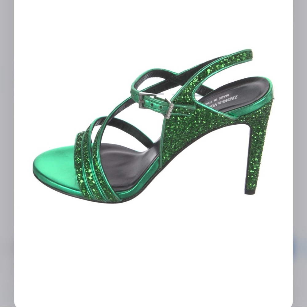 Zadig & Voltaire Green  Glitter Women's Heels Size 39 Brand New